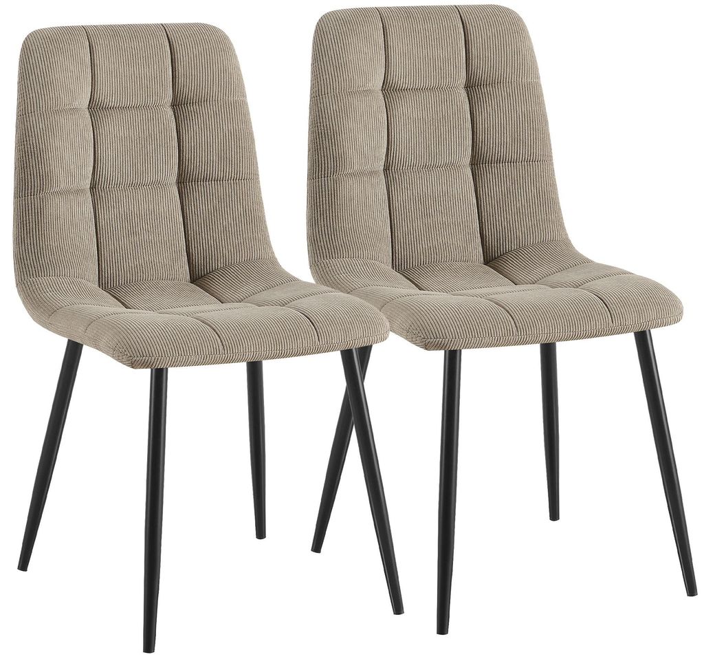 CLP 2er Set Esszimmerstühle Antibes Cordbezug gepolstert Produktbild 