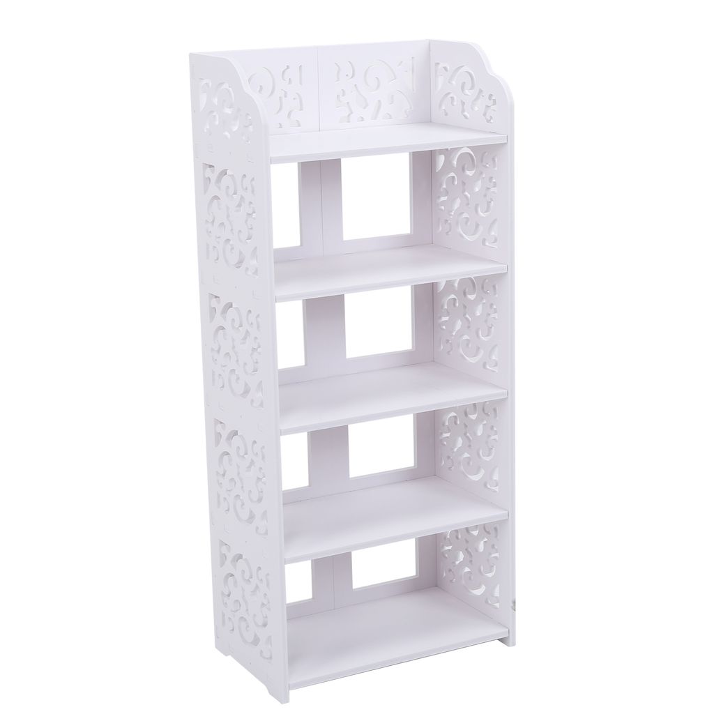 5 Tiers White Hollow Out Shoe Rack Stand Storage Organizer Regal