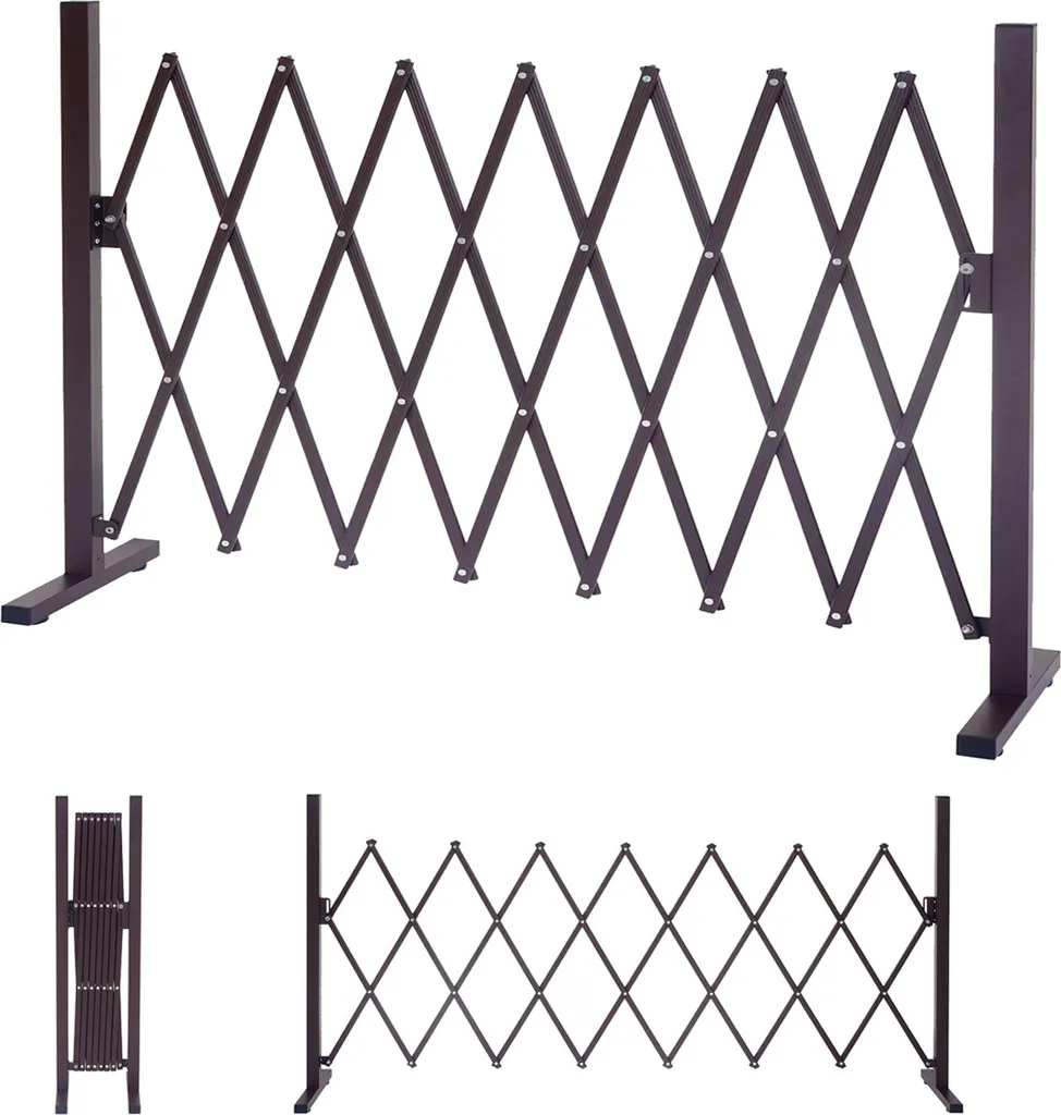 Barrière extensible 207cm en aluminium brun pour chiens et animaux