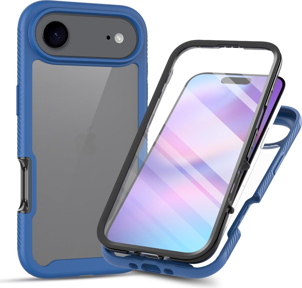 iPhone Air Hülle, Bumper mit Eingebautem Displayschutz Komplettschutz Schutzhülle für iPhone Air Navy blau