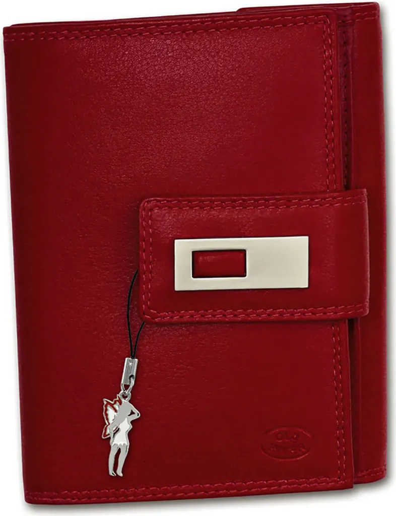 Portefeuille rouge en cuir véritable avec compartiments Old River D2OPD701R