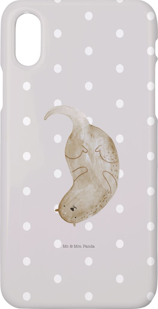 Mr. & Mrs. Panda Iphone 10 Handyhülle Otter Kopfüber - Grau Pastell - Geschenk, Cover, Seeotter, Hülle, Süß, Handy, See, X, Niedlich