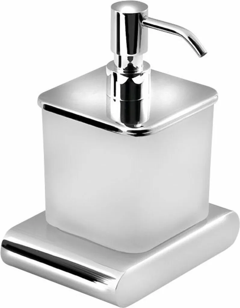 Distributeur de savon en verre au lait et support chrome résistant