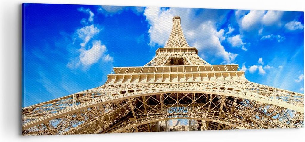 Bild auf Leinwand - Leinwandbild - Architektur paris stadt eiffel - 100x40cm - Wand Bild - Wanddeko - Leinwanddruck - Bilder - Kunstdruck - Wanddek...