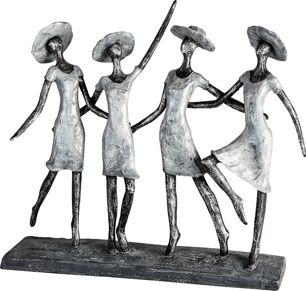 Statue Design 4 Ladys 37cm Résine Anthracite et Argent pour Salon