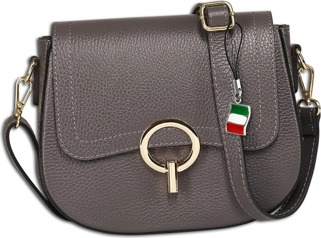 Petit sac bandoulière cuir gris Florence - Sac de selle léger et chic