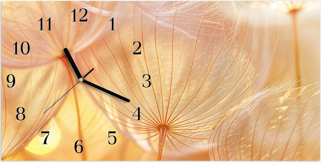 Wanduhr aus Glas mit Motiv Dandelion Makroaufnahme- 60 x 30 cm - inkl. Aufhängesystem