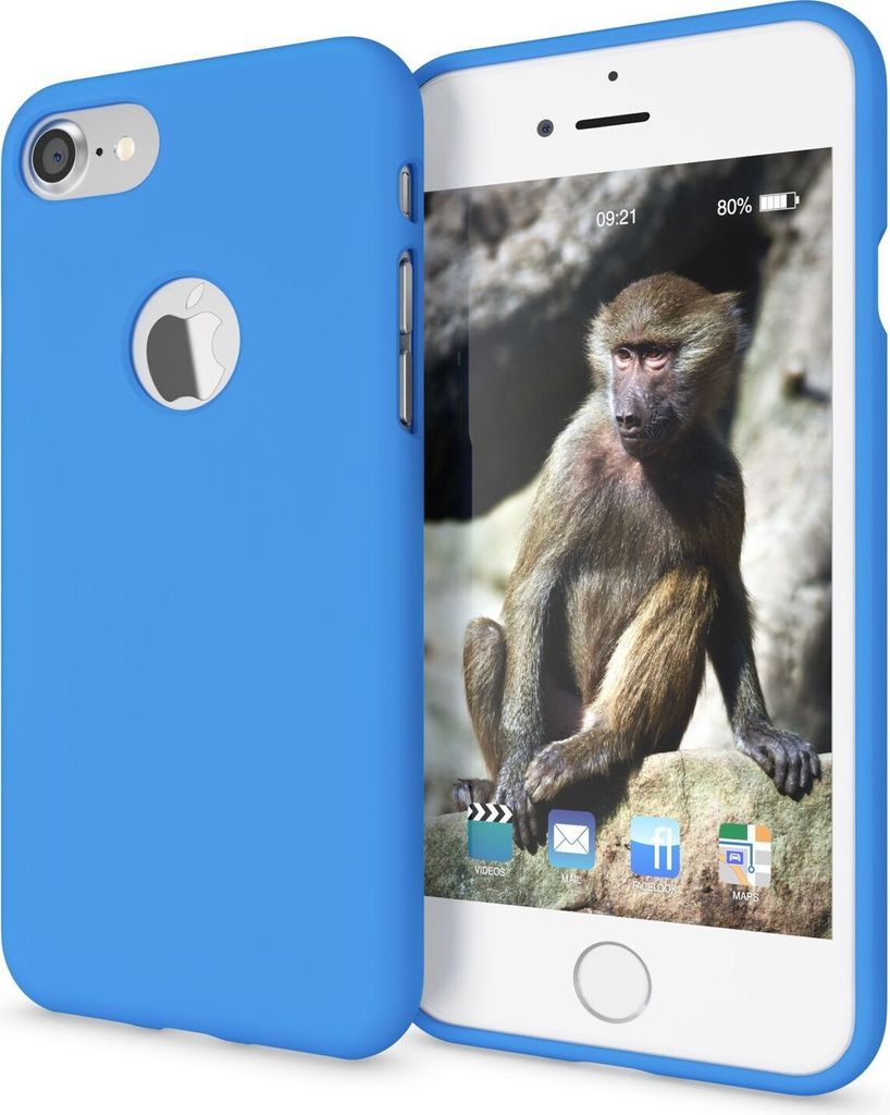Apple iPhone 7 Handy Hülle von NALIA, Slim Silikon Neon Case Dünnes Phone Cover Blau
