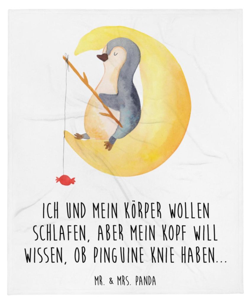Mr. & Mrs. Panda Plaid Pinguin Mond - Weiß - Geschenk, Süßigkeiten, Angel, Bettdecke, Kuscheldecke, Tagesdecke, Flauschige Decke, Neugierig, Sch...