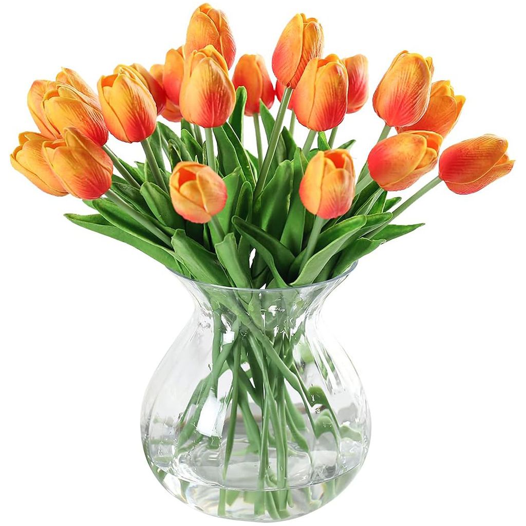 OKWISH 10 Stöcke Kunstblume Künstliche Blume Gefälschte Tulpen Blumen Blumensträuße, Orange