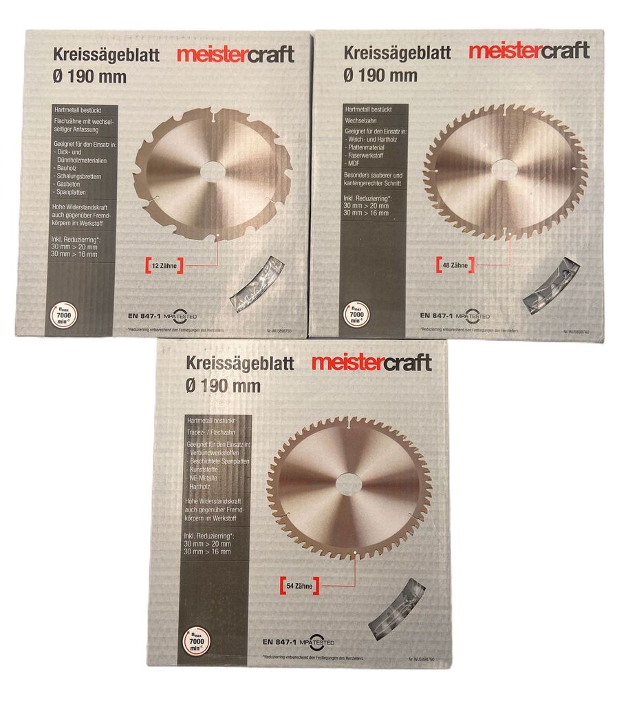 Meistercraft Kreissägeblatt ∅ 190 mm, Modell:48 Zähne Produktbild 