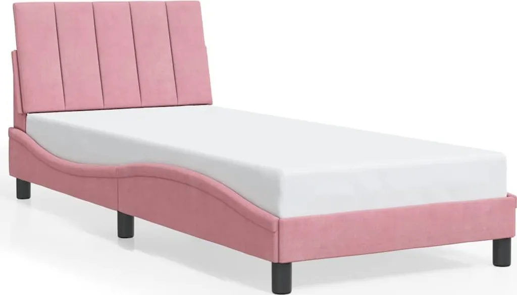 Cadre de lit rose 90x200 cm Hanko en velours pour une chambre cocooning chic