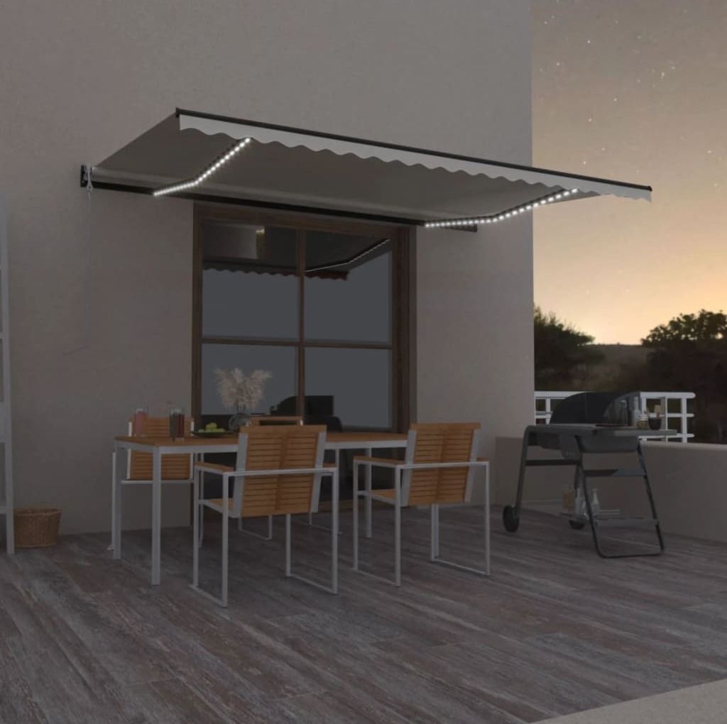The Living Store Automatische Markise mit LED & Windsensor 500x350 cm Creme