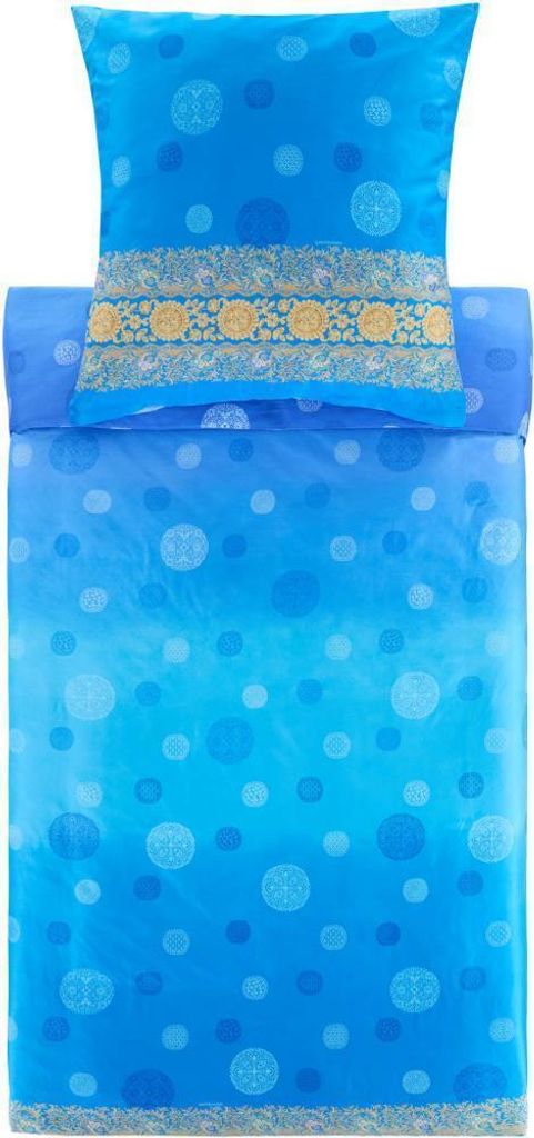 Bassetti Satin-Bettwäsche-Garnitur PALLAVICINO Farbe C1 AZURBLAU Größe 240x220+2x80x80