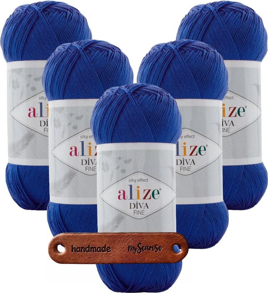 5 x ALIZE DIVA FINE 132 MIT LABEL