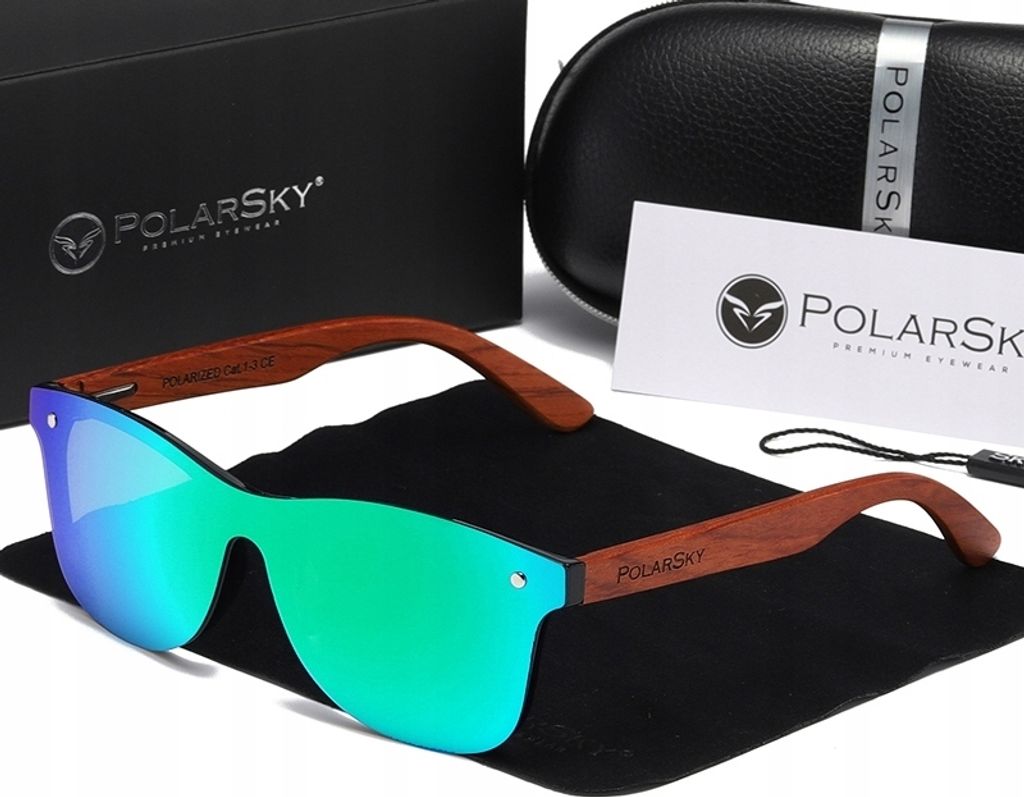 SONNENBRILLE MIT POLARISIERTEM UV400-HOLZ POLARSKY mit Satz Produktbild 1