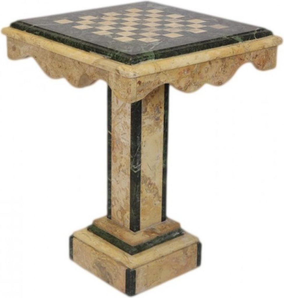 Casa Padrino Luxus Barock Spieltisch Schach / Dame Tisch Marmor Creme - Grün - Möbel Antik Stil Art Deco Jugendstil Schachtisch