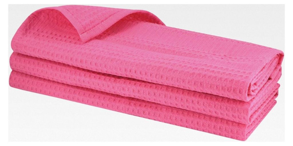 3er Set Piquee-Geschirrtücher, Gastro-Qualität, 100% Baumwolle, 70x50 cm, Waffelpikee, Farbe: rosa/pink