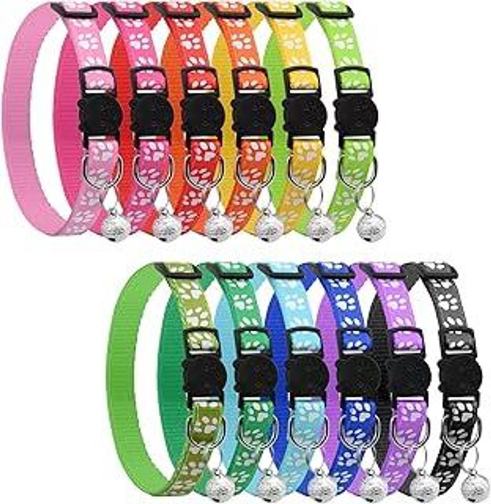 Katzenhalsband,Halsband Katze Katzenhalsbänder mit Sicherheitsverschluss Katzen Halsbänder mit Glöckchen Reflektierend Katze Halsband Verstellba...
