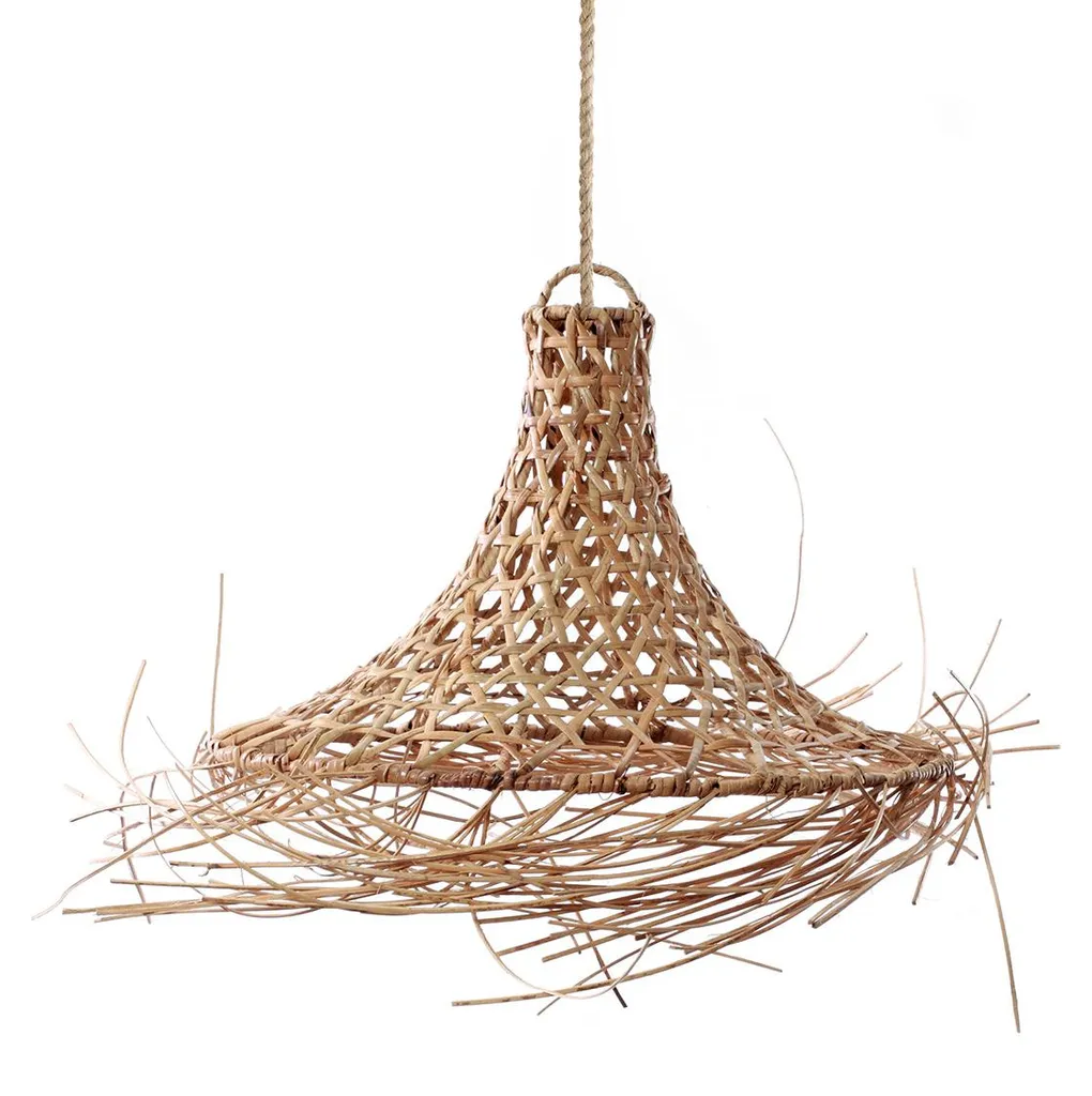 Suspension rotin 40x30cm marron - Abat-jour tressé main artisanal