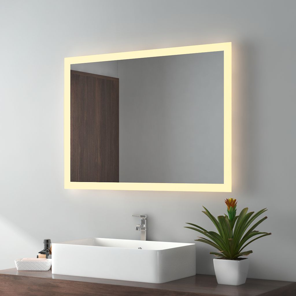 Lustro łazienkowe EMKE LED z ciepłym białym oświetleniem Zdjęcie produktu 