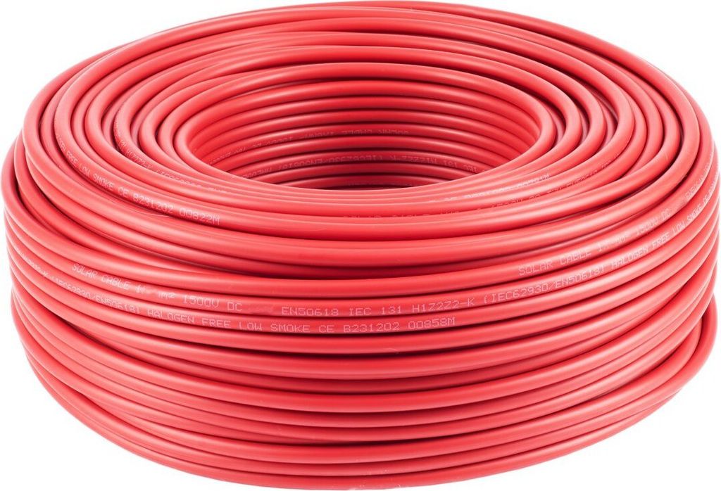 Meterware-Solarkabel 6mm², H1Z2Z2-K, CPR, rot, 100m