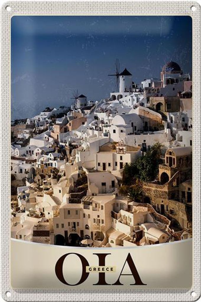 Blechschild Reise 20x30cm Oia Greece Insel Griechenland Urlaub