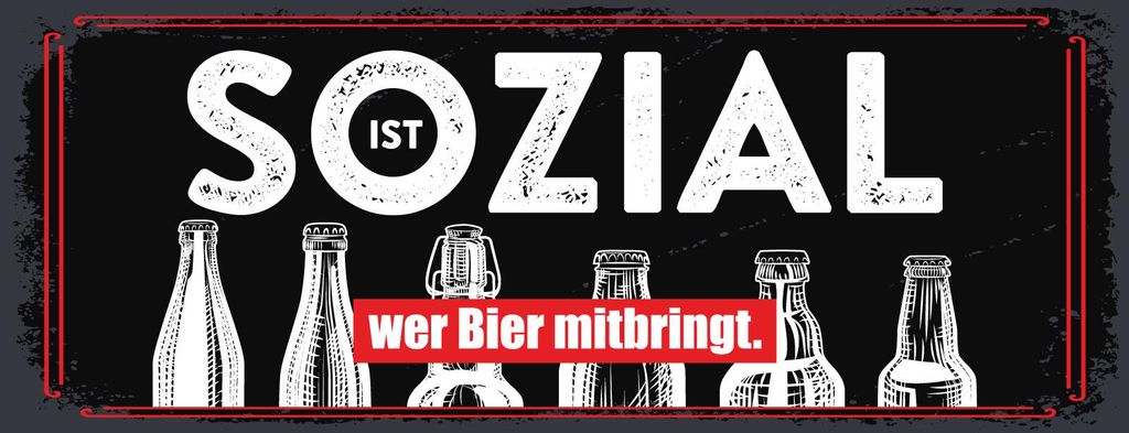 vianmo Blechschild 10x27 cm Sozial ist wer Bier mitbringt schwarzes