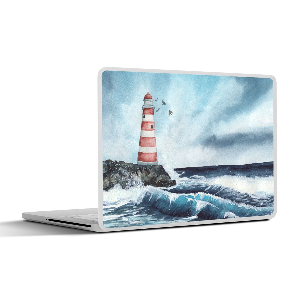 MuchoWow Laptop Aufkleber Sticker Cover Leuchtturm - Meer - Golf 40x30 cm - Laptop Dekoration - Selbstklebend