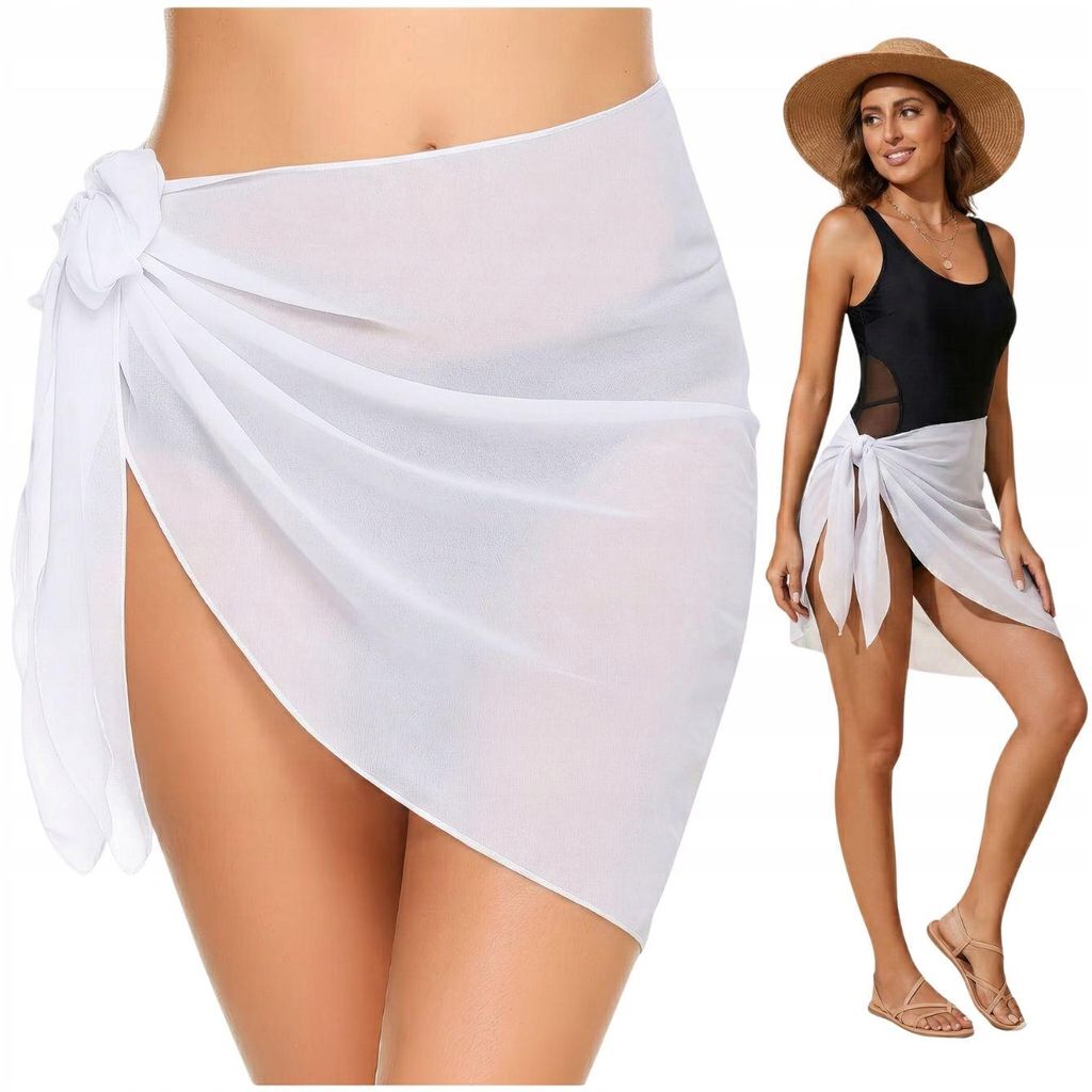 Pareo - Damen Strandtuch - Weiß - 165x70cm - Bikini Cover Up - Strandschal