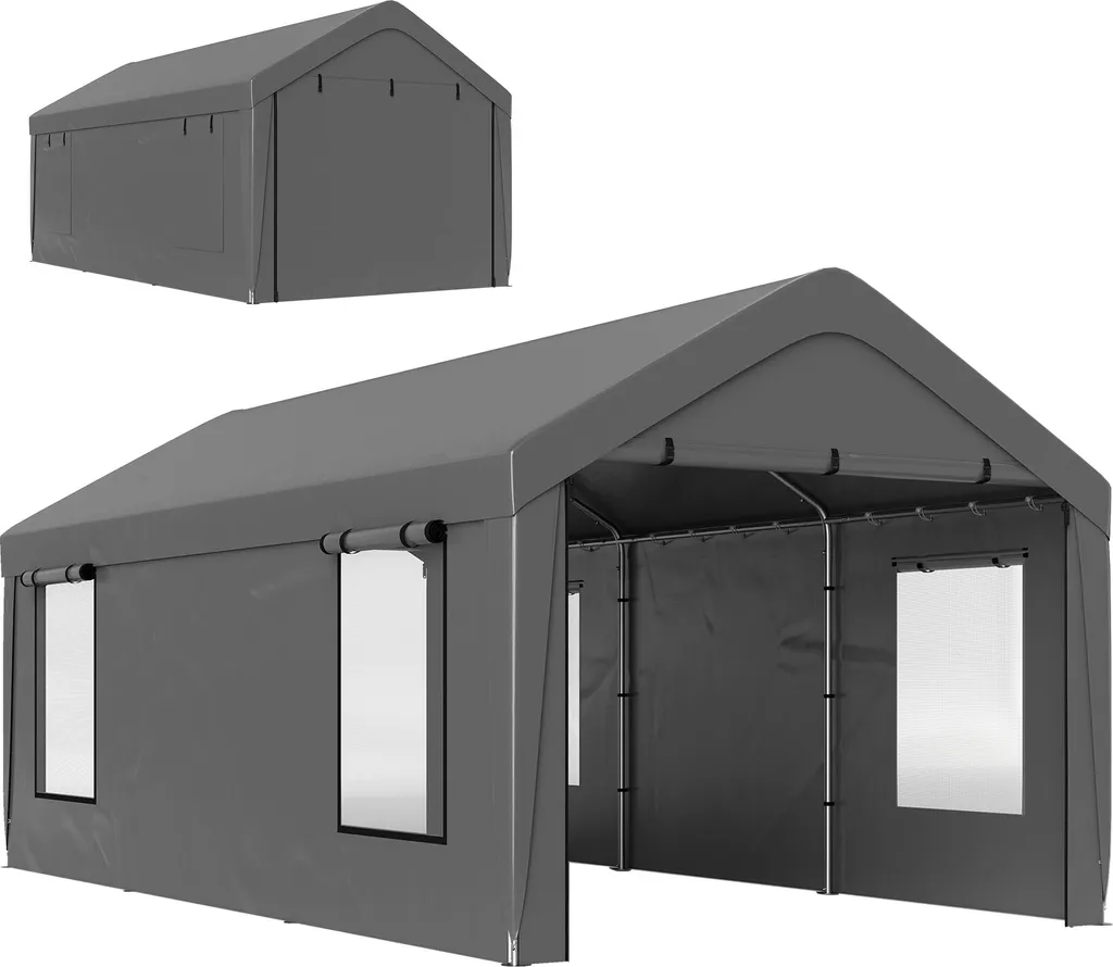 Abri Voiture 3x6m avec Parois Amovibles et Structure Acier Galvanisé