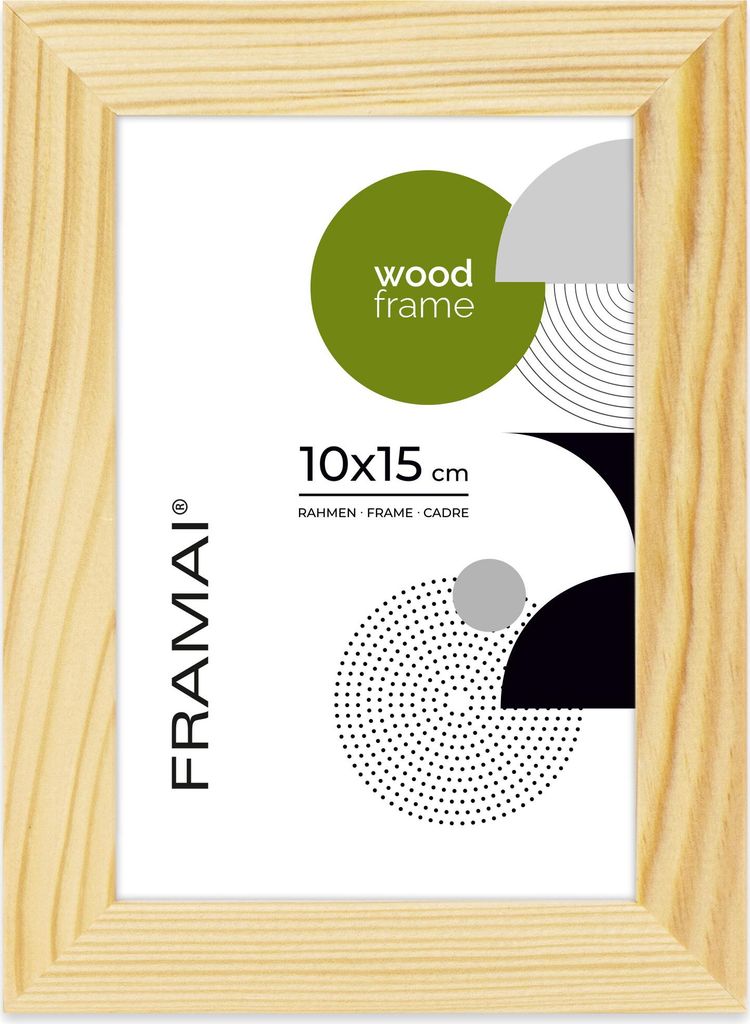 FRAMAI Bilderrahmen 10x15 cm, Natürlich, Natur Holz Rahmen, Rahmen Echtholz Bilderrahmen, Rahmen mit Bruchsicheren Plexiglas, Aufhänger und Aufst...