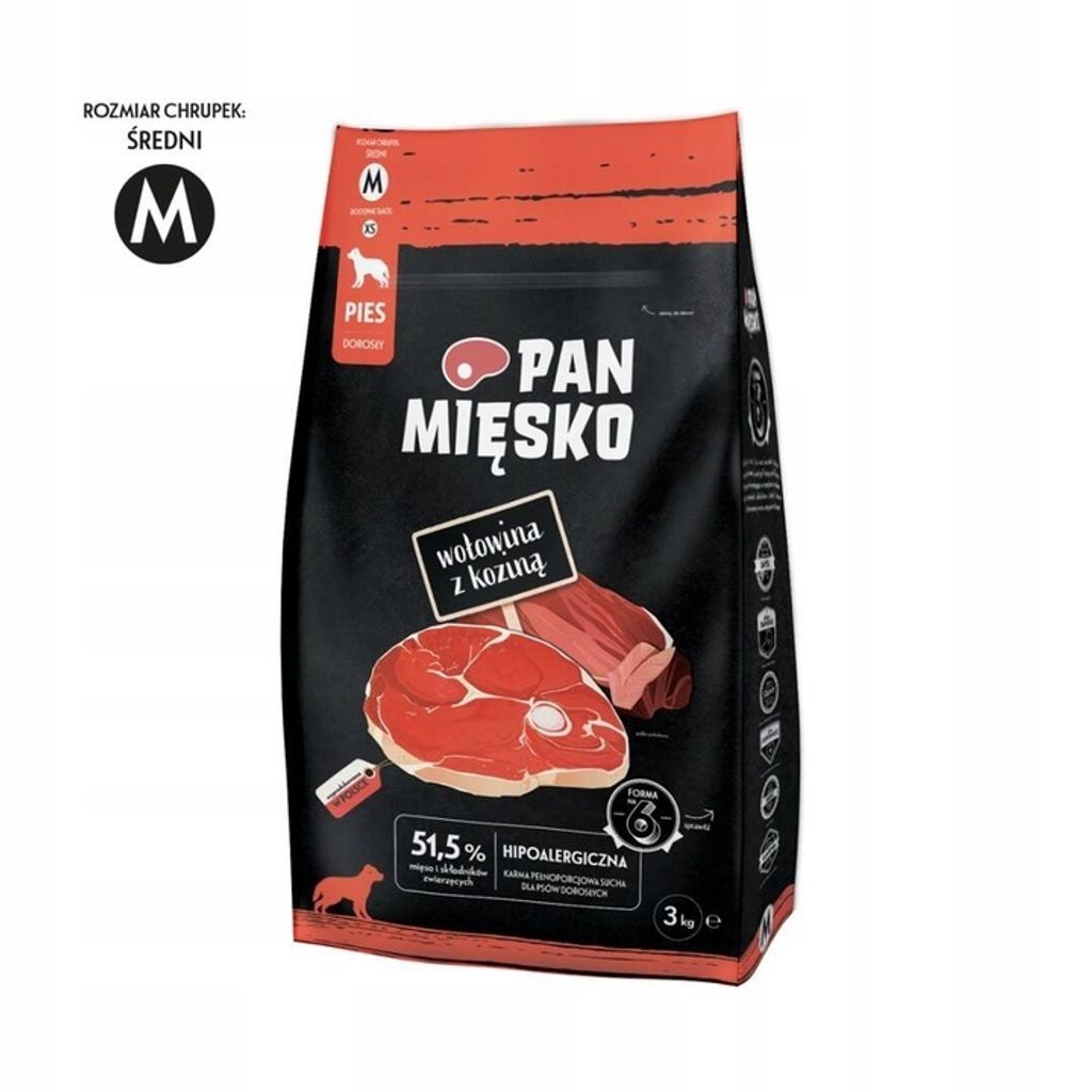 Karma sucha dla psa dorosłego PAN MIĘSKO Wołowina z koziną Zdjęcie produktu 