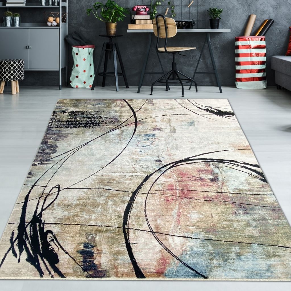 Abstrakter Teppich in blau schwarz Größe - 133 x 190 cm