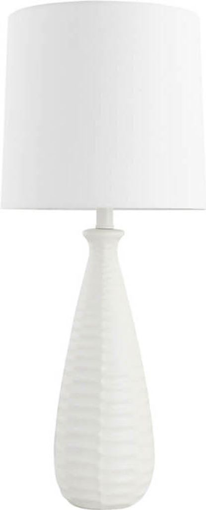 HOME DELUXE Große Tischlampe mit Stoffschirm MELVA - Weiß | Tischleuchte Schreibtischlampe Nachttischlampe