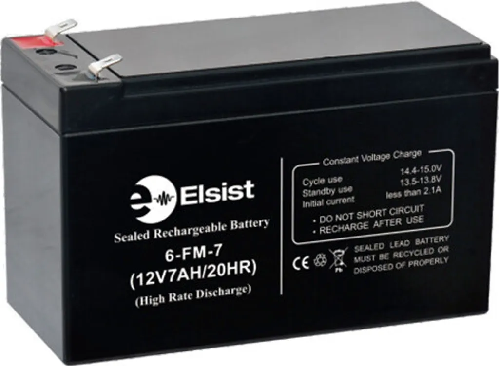 Batterie VRLA 12V 7Ah Elsist Haute Performance à Décharge Lente Noire