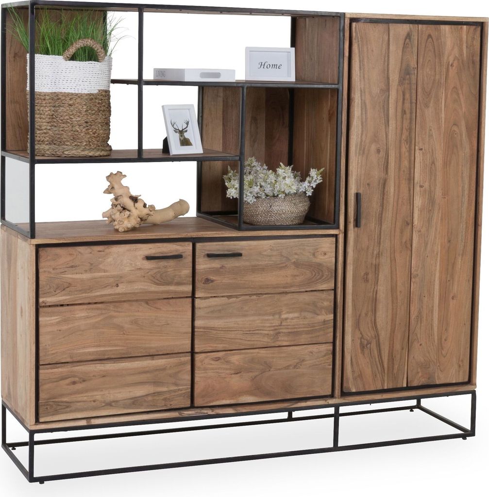 Highboard SANSIBAR NORDERNEY BHT 163x150x40 cm braun Hochkommode