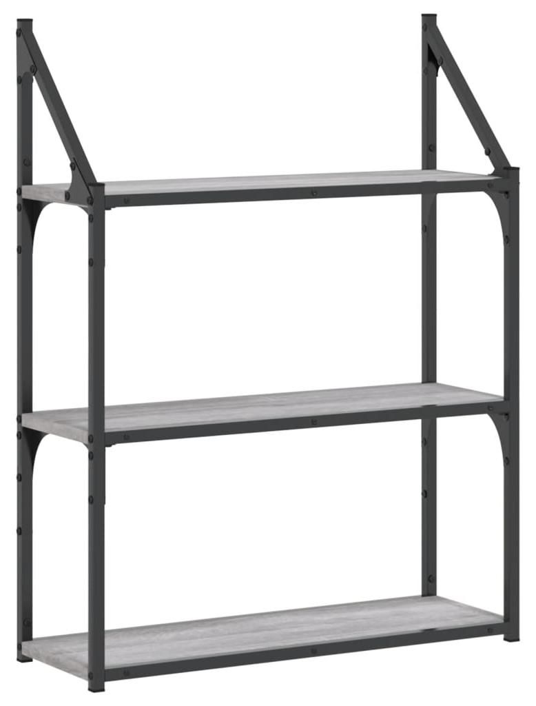 vidaXL Nástenná polica 3 priehradky Grey Sonoma 60x21x78,5 Obrázok produktu 