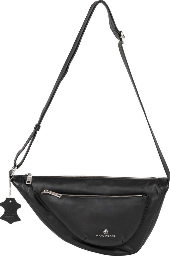 Marc Picard Leder Schultertasche Umhängetasche Maremma Shoulder Bag Moon Black schwarz