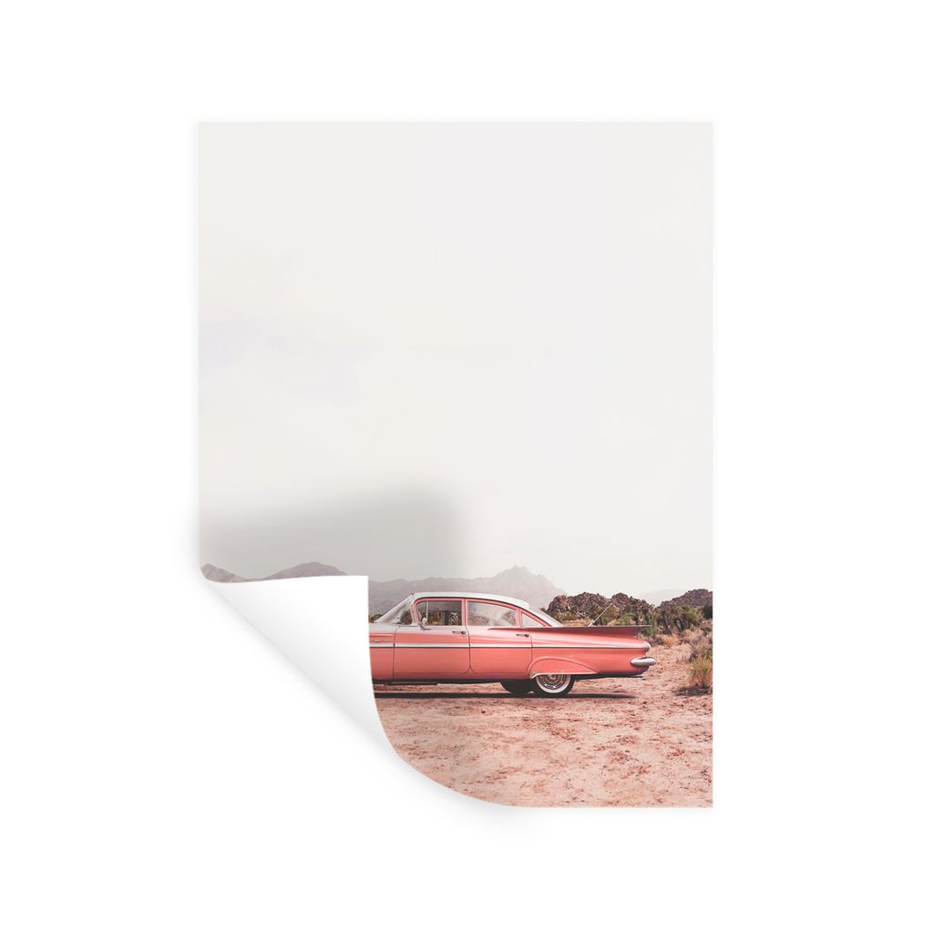 MuchoWow Wandtattoo Wandsticker Wandaufkleber Auto - Wüste - Baum - Berge - Sand 60x80 cm Selbstklebend und Repositionierbar - Repositionierbar ...