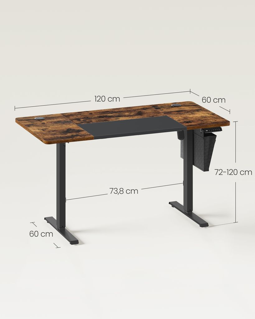 SONGMICS Výškově nastavitelný elektrický stůl 120 cm se 4 Obrázek produktu 5