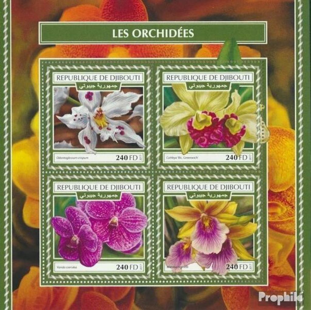 Briefmarken Dschibuti 2017 Mi 1962-1965 Kleinbogen (kompl. Ausg.) postfrisch Orchideen
