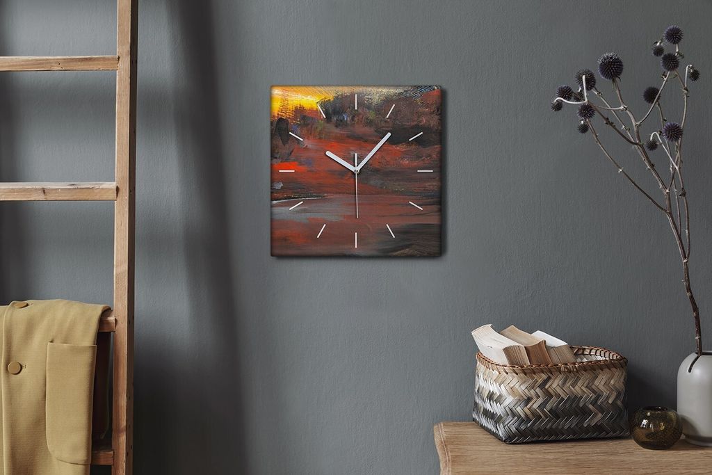 Coloray Hodiny Unikátní 30x30 cm Tiché hodiny Pro obývací pokoj a kuchyň Nástěnné hodiny Plátno Bílé ručičky hodin - malování