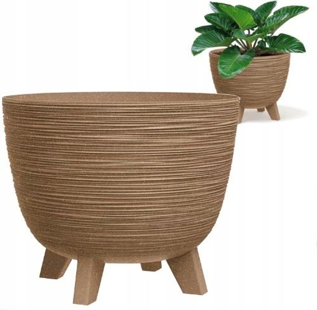Öko-Holz Naturo Blumentopf, Beige, Braun, 24 cm x 19,5 cm, Produktbild 