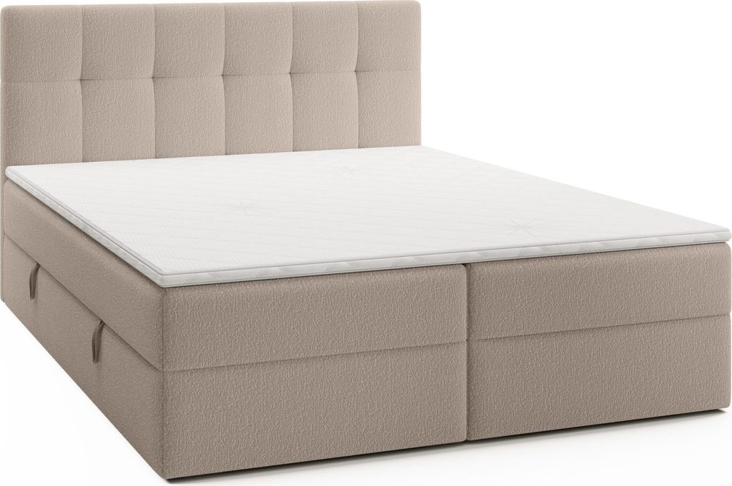 FEDVE Boxspringbett Oreno Royal Doppelbett Bettkästen Topper Matratze 160x200 cm Beige (Anthology 02)