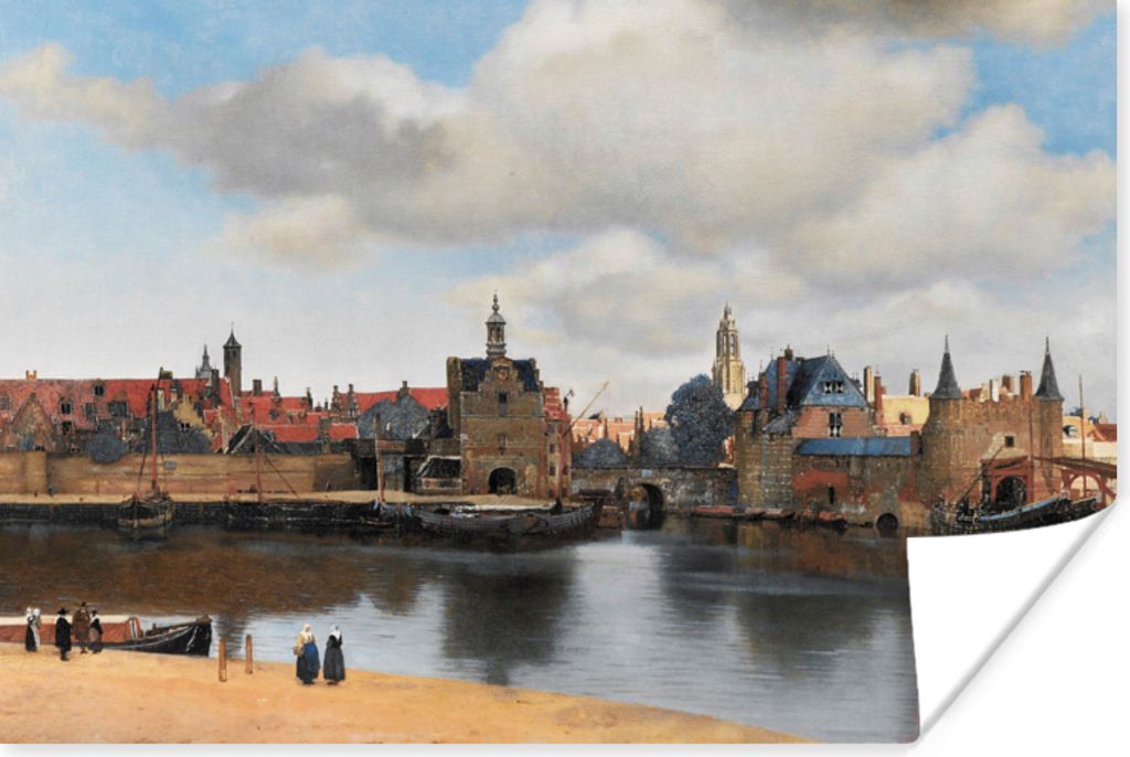 MuchoWow Poster Vermeer - Stadt - Alte Meister - Kunst 180x120 cm - Fotoplakat