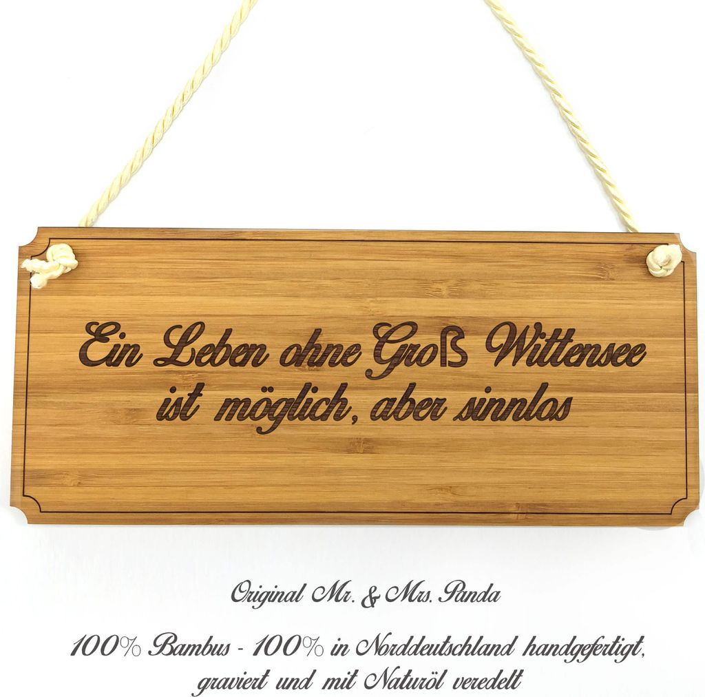 Mr. & Mrs. Panda Holzschild Groß Wittensee - Geschenk, Geschenkidee, Schild, Türschild, Shabby, Infotafel, Hinweisschild, Werbeschild, Graviert, ...