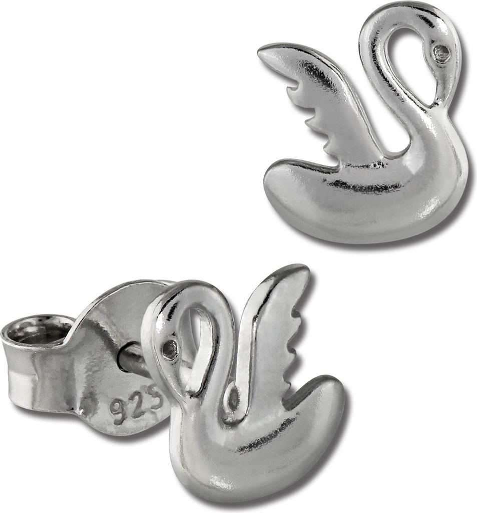 Teenie-Weenie Ohrstecker für Kinder 925 Echt Silber Schwan Ohrringe SDO403