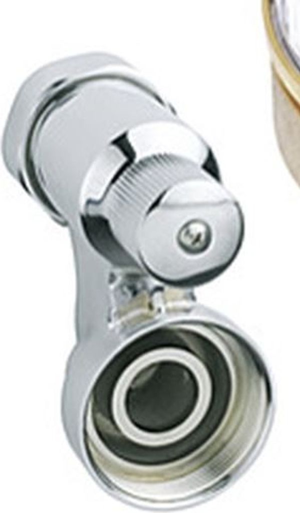 A close-up studio shot of a chrome-plated plumbing fitting.