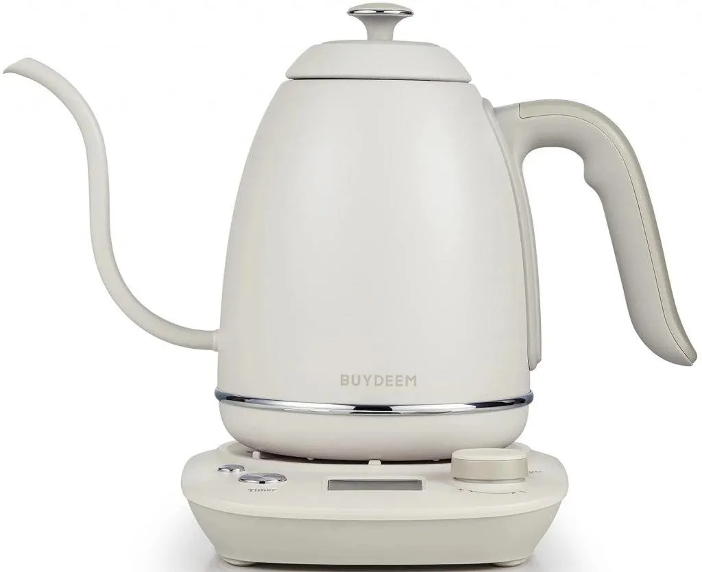Bouilloire Blanche BUYDEEM K821 avec Infuseur Amovible et Verre Robuste